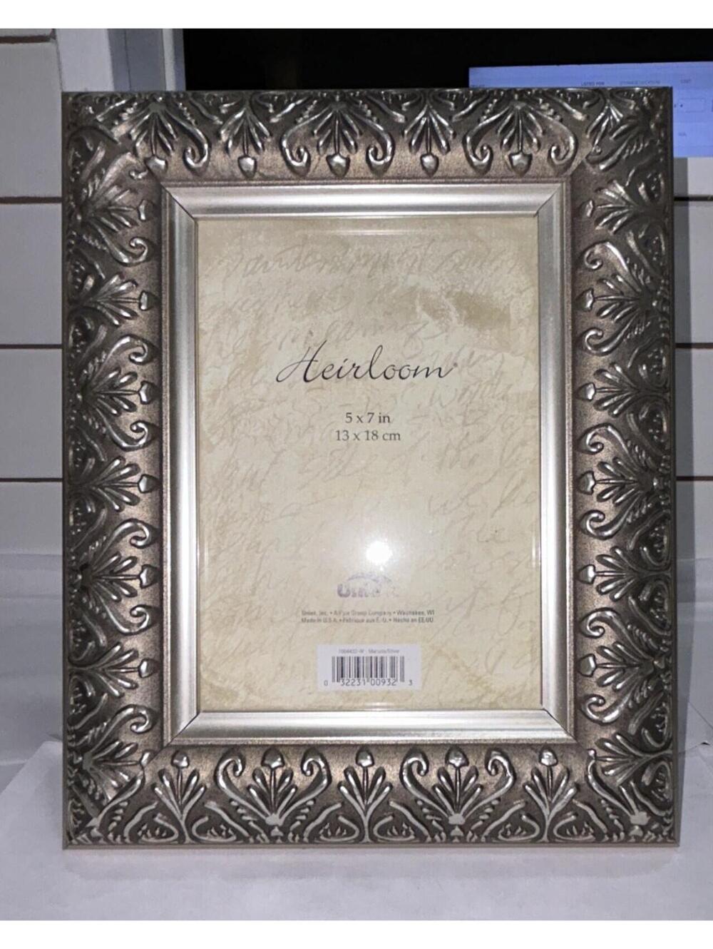 Photo Frame Heirloom Metal Silver tone Ornate Scroll Design 5x7 picture